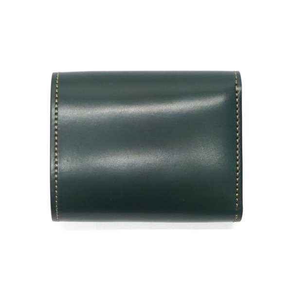 画像2: WILD SWANS(ワイルドスワンズ)ENO(イーノ)ミニ3つ折りウォレット/グリーン"シェルコードバン"×ブラック"サドルプルアップ" (2)