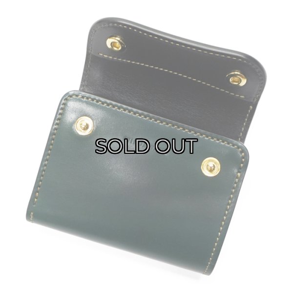 画像4: WILD SWANS（ワイルドスワンズ）ENO（イーノ）ミニ3つ折りウォレット/グリーン"シェルコードバン"×ブラック"サドルプルアップ" (4)