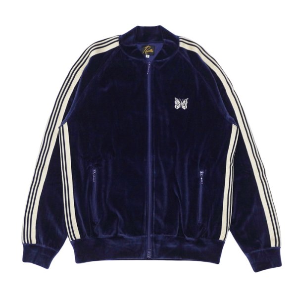 画像1: 【PointUp10%11/10迄】NEEDLES(ニードルズ)Rib Collar Track Jacket(リブカラートラックジャケット)"C/PE Velour" / Navy(ネイビー) (1)