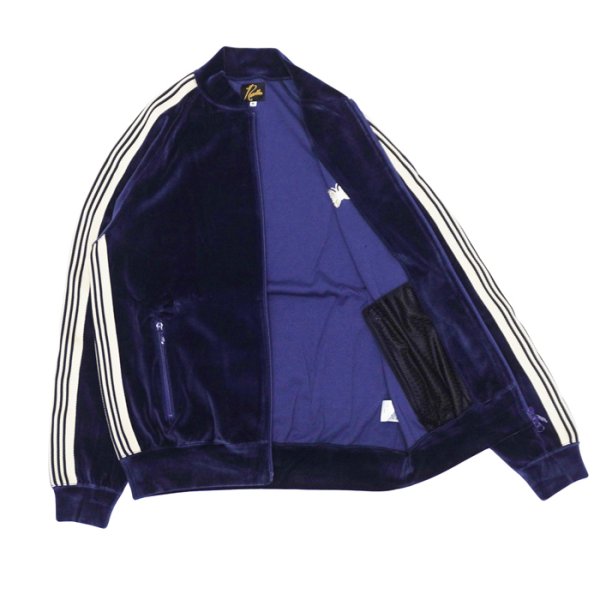 画像3: 【PointUp10%11/10迄】NEEDLES(ニードルズ)Rib Collar Track Jacket(リブカラートラックジャケット)"C/PE Velour" / Navy(ネイビー) (3)