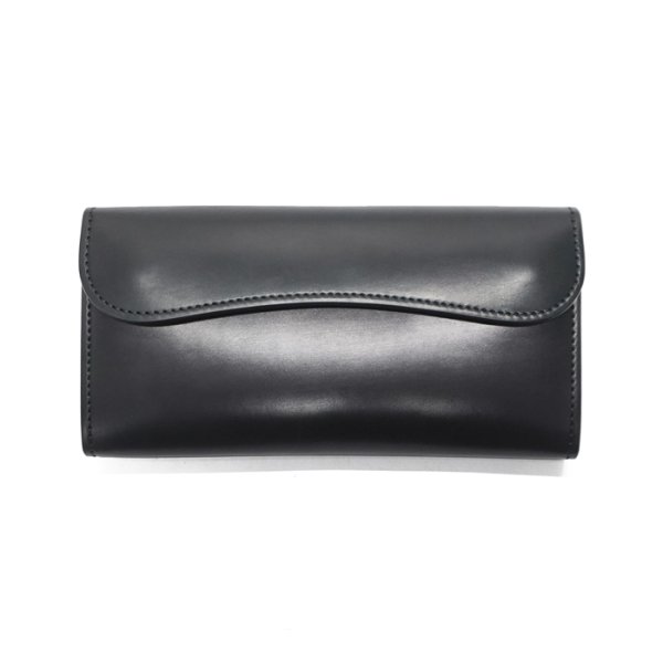 画像1: WILD SWANS（ワイルドスワンズ）WAVE（ウェイブ）ロングウォレット/ブラック"ホーウィンコードバン"×ブラック”型押しサドルプルアップ” (1)