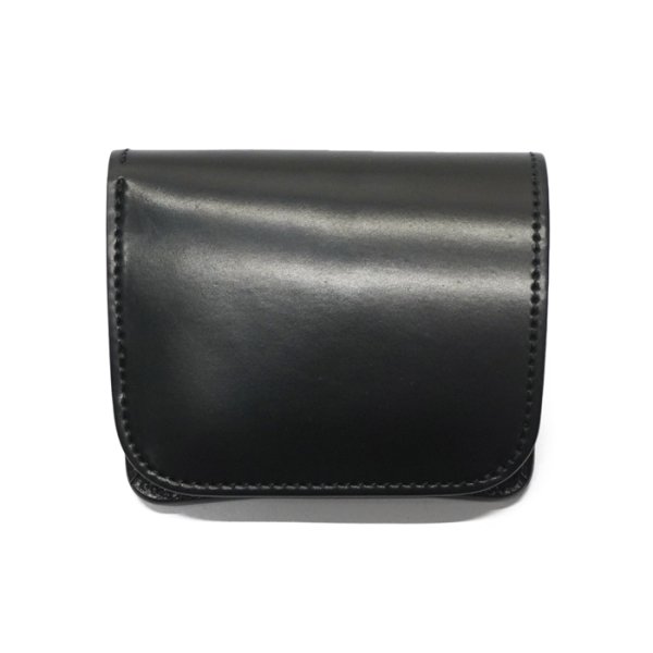 画像1: WILD SWANS（ワイルドスワンズ）CASA（カーサ）コンパクトウォレット/ブラック"シェルコードバン"×ブラック"型押しサドルプルアップ" (1)