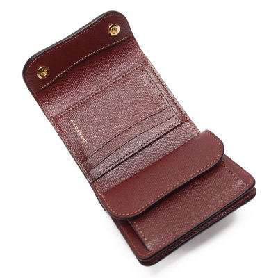 画像1: WILD SWANS(ワイルドスワンズ)ENO(イーノ)ミニ3つ折りウォレット/ブラック"シェルコードバン"×バーガンディ"型押しサドルプルアップ"