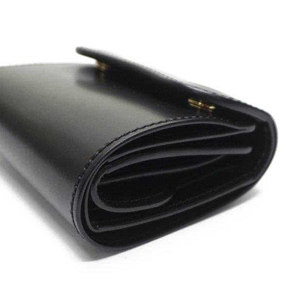 画像3: WILD SWANS（ワイルドスワンズ）ENO（イーノ）ミニ3つ折りウォレット/ブラック"シェルコードバン"×ブラック"型押しサドルプルアップ" (3)