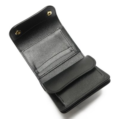 画像1: WILD SWANS(ワイルドスワンズ)ENO(イーノ)ミニ3つ折りウォレット/ブラック"シェルコードバン"×ブラック"型押しサドルプルアップ"