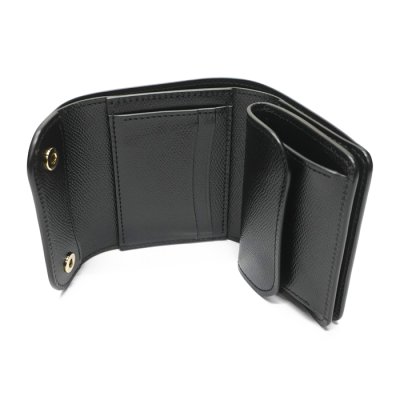 画像2: WILD SWANS(ワイルドスワンズ)ENO(イーノ)ミニ3つ折りウォレット/ブラック"シェルコードバン"×ブラック"型押しサドルプルアップ"