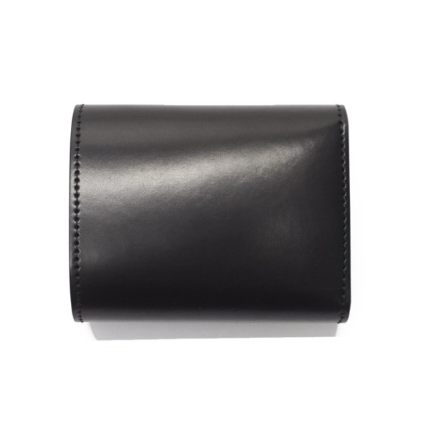 画像2: WILD SWANS（ワイルドスワンズ）ENO（イーノ）ミニ3つ折りウォレット/ブラック"シェルコードバン"×ブラック"型押しサドルプルアップ" (2)