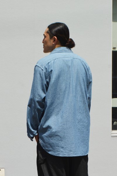 画像12: ENGINEERED GARMENTS（エンジニアードガーメンツ）WORK SHIRT（ワークシャツ）"4.5oz Cotton Chambray" / Blue（ライトブルー） (12)