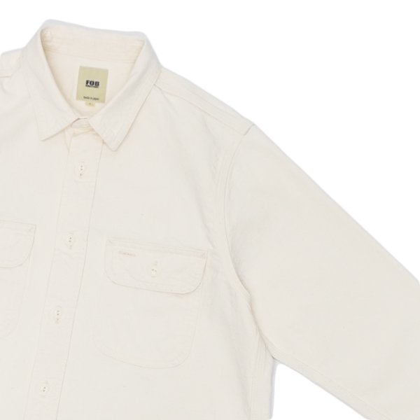画像4: F.O.B FACTORY（エフオービーファクトリー）WORK SHIRT（オックスワークシャツ）"Work Twill" / Ecru（エクリュ） (4)