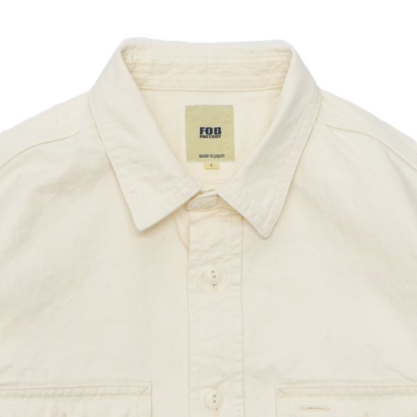 画像3: F.O.B FACTORY（エフオービーファクトリー）WORK SHIRT（オックスワークシャツ）"Work Twill" / Ecru（エクリュ） (3)