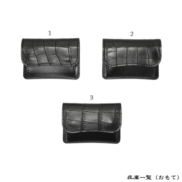 画像9: WILD SWANS(ワイルドスワンズ)TONGUE(タング)マルチコインケース/ブラック"クロコダイル"×ブラック"サドルプルアップ" (9)