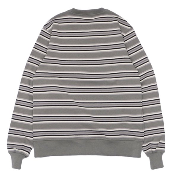 画像2: BARBARIAN（バーバリアン）Heavy Weight Crew Neck Shirt（ヘビーウェイト クルーネックシャツ） "Nine 4crs Stripes Repeat” / Graphite×Grey×Ivory×Black（グラファイト×グレー×アイボリー×ブラック） (2)