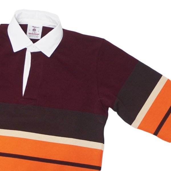 画像4: BARBARIAN（バーバリアン）Heavy Weight Rugby Collar Shirt（ヘビーウェイト ラグビーカラーシャツ）"BOLD MOUNTAINEER" / Harvard×Brown×Beige×Burnt Orange（ハーバード×ブラウン×ベージュ×B,オレンジ） (4)