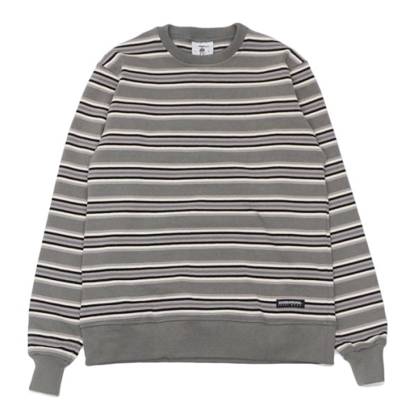 画像1: BARBARIAN（バーバリアン）Heavy Weight Crew Neck Shirt（ヘビーウェイト クルーネックシャツ） "Nine 4crs Stripes Repeat” / Graphite×Grey×Ivory×Black（グラファイト×グレー×アイボリー×ブラック） (1)