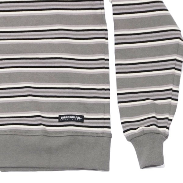画像5: BARBARIAN（バーバリアン）Heavy Weight Crew Neck Shirt（ヘビーウェイト クルーネックシャツ） "Nine 4crs Stripes Repeat” / Graphite×Grey×Ivory×Black（グラファイト×グレー×アイボリー×ブラック） (5)