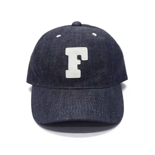 画像1: FULLCOUNT（フルカウント）#6843 6Panel Denim Baseball Cap（6パネルデニムベースボールキャップ）‘F' Patch / Indigo Blue（インディゴブルー） (1)