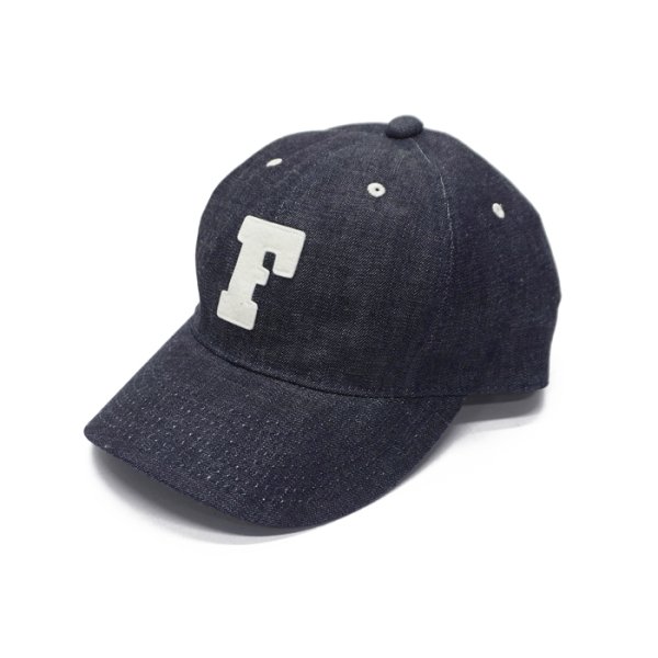 画像2: FULLCOUNT（フルカウント）#6843 6Panel Denim Baseball Cap（6パネルデニムベースボールキャップ）‘F' Patch / Indigo Blue（インディゴブルー） (2)