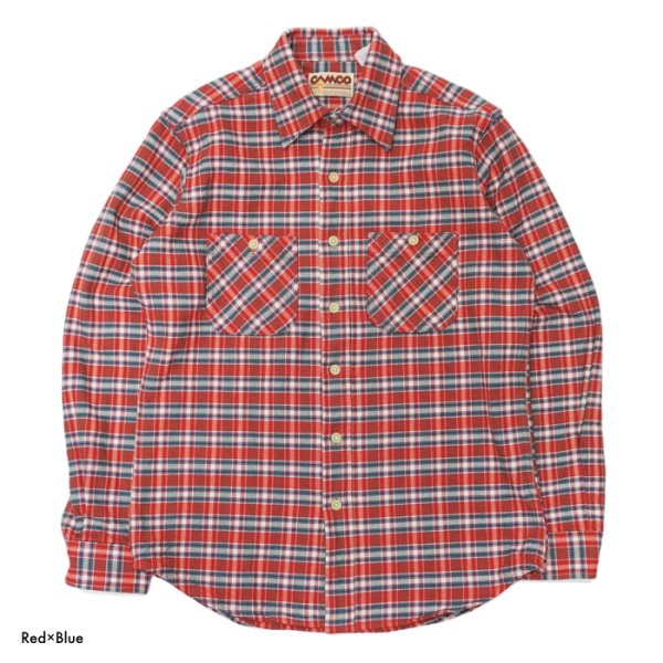 画像2: CAMCO（カムコ）Heavy Wight Flannel Shirt（ヘビーウエイト フランネルシャツ）/ Red×Blue　（ブルー）・Green×Blue（ブルー） (2)