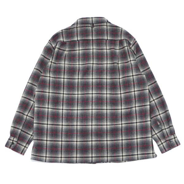 画像2: ＜30％OFF＞*A VONTADE（アボンタージ）Wool Plaid Open Color Shirt（ウールプレイドオープンカラーシャツ）/ Grey×Red（グレー×レッド）※Sサイズのみ (2)