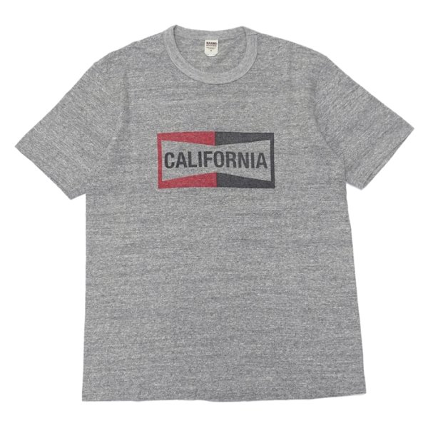 画像1: BARNS OUTFITTERS (バーンズアウトフィッターズ) "STANDARD" TSURI-AMI Crew Print T-Shirt (吊り編みクループリントTシャツ)"CALIFORNIA" / Grey (グレー) (1)