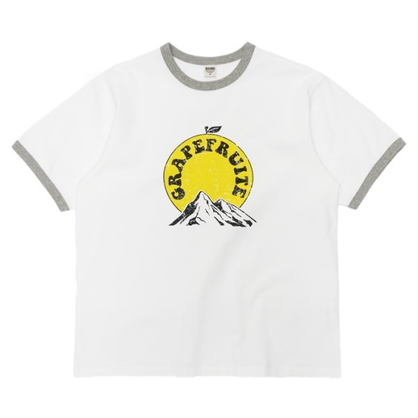 画像1: BARNS OUTFITTERS (バーンズアウトフィッターズ) Ringer Print Tee Shirt（リンガープリントTシャツ）”GARPEFLUITE?/ White(ホワイト) (1)