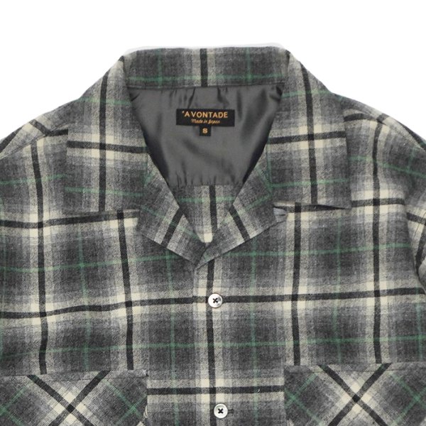 画像3: ＜30％OFF＞*A VONTADE（アボンタージ）Wool Plaid Open Color Shirt（ウールプレイドオープンカラーシャツ）/ Grey×Green（グレー×グリーン） (3)