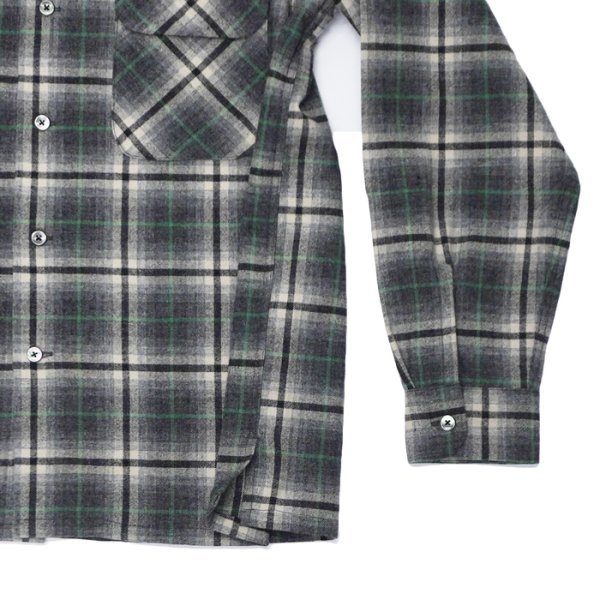 画像5: ＜30％OFF＞*A VONTADE（アボンタージ）Wool Plaid Open Color Shirt（ウールプレイドオープンカラーシャツ）/ Grey×Green（グレー×グリーン） (5)