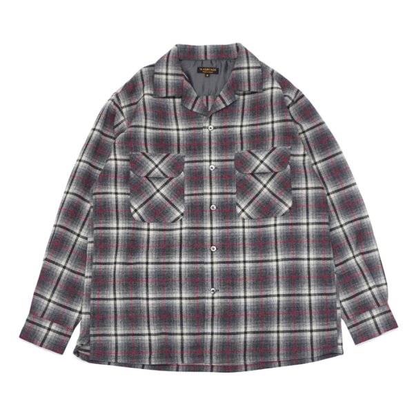 画像1: ＜30％OFF＞*A VONTADE（アボンタージ）Wool Plaid Open Color Shirt（ウールプレイドオープンカラーシャツ）/ Grey×Red（グレー×レッド）※Sサイズのみ (1)