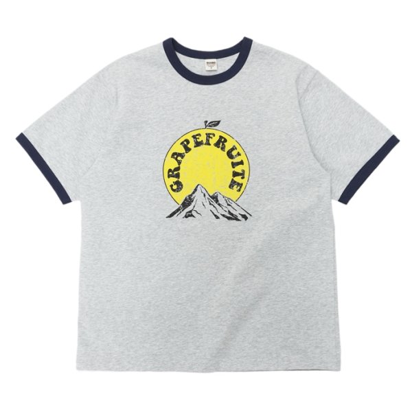 画像1: BARNS OUTFITTERS (バーンズアウトフィッターズ) Ringer Print Tee Shirt(リンガープリントTシャツ)”GARPEFLUITE?/ Grey (グレー) (1)