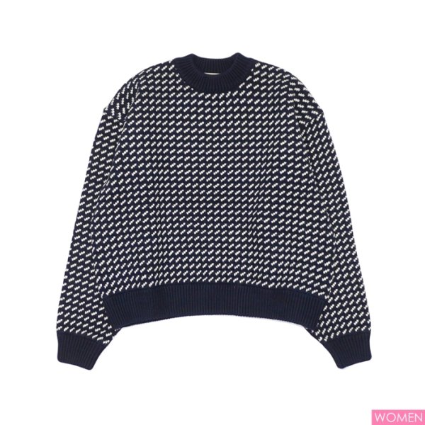 画像1: L.L.Bean（エルエルビーン）W's Wayne Sweater Bard's-Eye（ウィメンズ ウェインセーターバーズアイ）"Japan Edition" / Navy×Natural（ネイビー×ナチュラル） (1)