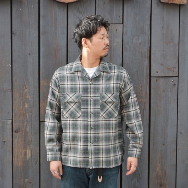 画像7: ＜30％OFF＞*A VONTADE（アボンタージ）Wool Plaid Open Color Shirt（ウールプレイドオープンカラーシャツ）/ Grey×Green（グレー×グリーン） (7)
