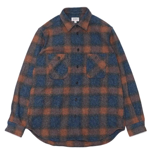 画像1: SERO(セロ)Ombre Check Double Pocket Shirt(オンブレチェック ダブルポケットシャツ)"Heavy Flannel" / Blue(ブルー) (1)