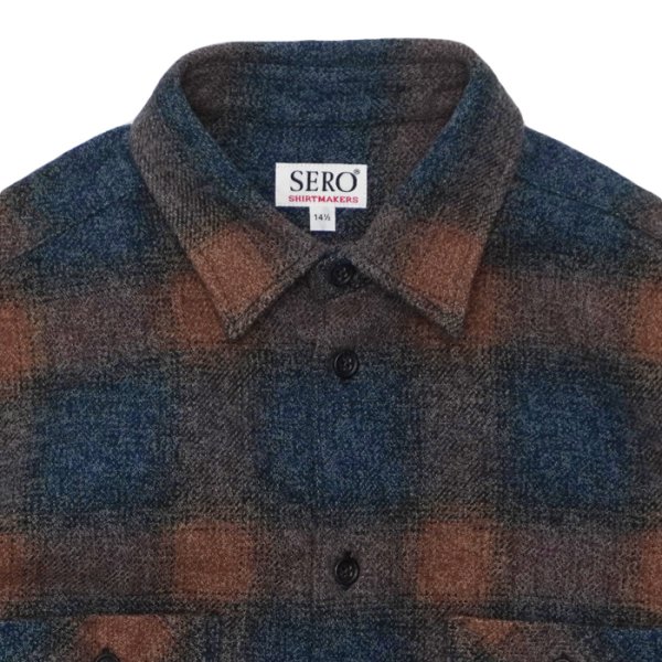 画像3: SERO(セロ)Ombre Check Double Pocket Shirt(オンブレチェック ダブルポケットシャツ)"Heavy Flannel" / Blue(ブルー) (3)