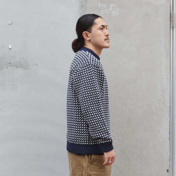 画像9: L.L.Bean Japan Edition（エルエルビーン ジャパンエディション）Men's Wayne Sweater Bard's-Eye（メンズ ウェインセーターバーズアイ） / Navy×Natural（ネイビー×ナチュラル） (9)