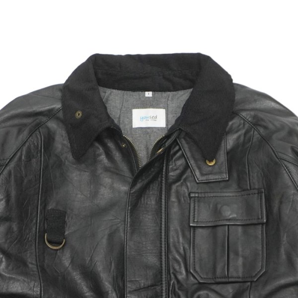 画像4: yoused （ユーズド）Remake Leather Fishing Jacket（リメイクレザーフィッシングジャケット）/ Black（ブラック） (4)