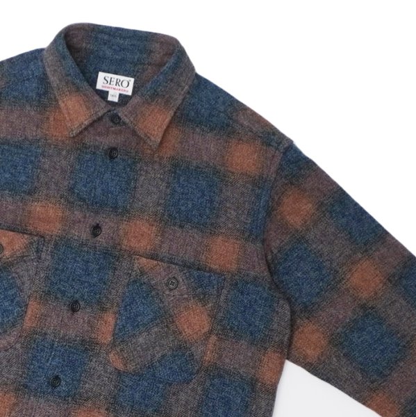 画像4: SERO(セロ)Ombre Check Double Pocket Shirt(オンブレチェック ダブルポケットシャツ)"Heavy Flannel" / Blue(ブルー) (4)