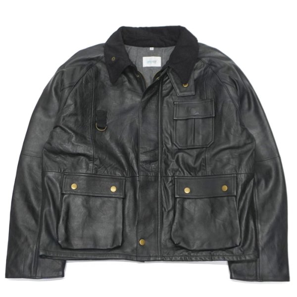 画像1: yoused （ユーズド）Remake Leather Fishing Jacket（リメイクレザーフィッシングジャケット）/ Black（ブラック） (1)