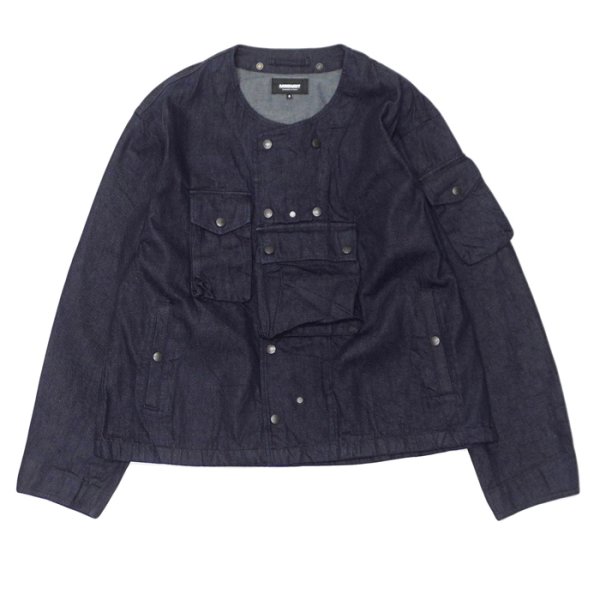 画像1: MODMNT（モドメント）COLLARLESS JKT（カラーレスジャケット）/ Navy（ネイビー） (1)