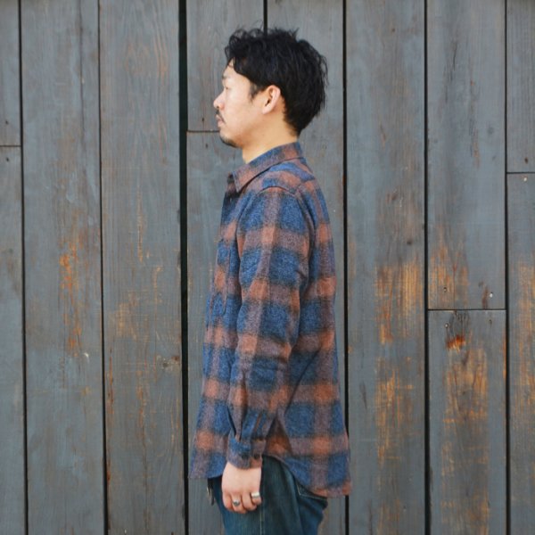 画像8: SERO(セロ)Ombre Check Double Pocket Shirt(オンブレチェック ダブルポケットシャツ)"Heavy Flannel" / Blue(ブルー) (8)