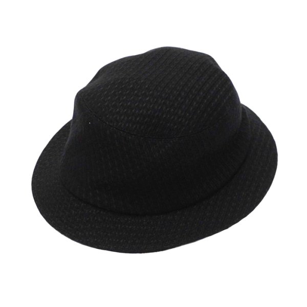 画像4: O/EIGHTH（オーエイス）Type OH HAT（タイプ・OH ）”Wool Rayon Diagonal" / Black+White（ブラック＋ホワイト）・Black（ブラック） (4)