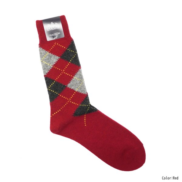画像3: HALISON（ハリソン）ラムウールアーガイルソックス 5ダイヤ / 4Colors（全4色展開）※3足までメール便発送可 (3)