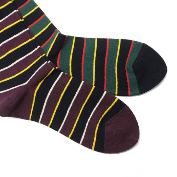 画像4: HALISON（ハリソン）リサイクルコットアイビーボーダーソックス / Navy（ネイビー）・Wine（ワイン）※3足までメール便発送可 (4)