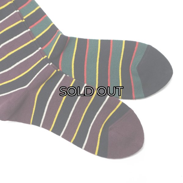 画像4: HALISON（ハリソン）リサイクルコットアイビーボーダーソックス / Navy（ネイビー）・Wine（ワイン）※3足までメール便発送可 (4)