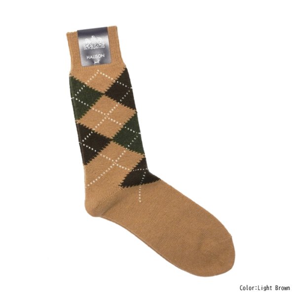 画像4: HALISON（ハリソン）ラムウールアーガイルソックス 5ダイヤ / 4Colors（全4色展開）※3足までメール便発送可 (4)
