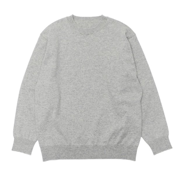 画像1: Yonetomi NEW BASIC（ヨネトミニューベーシック）RIGID CASHMERE SWEATER CREW NECK PULLOVER（リジットカシミアセータークルーネックプルオーバー）/ Grey（トップグレー） (1)