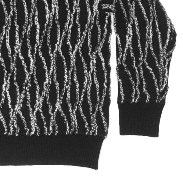 画像4: COOHEM(コーヘン)RANDOM INLAY STRIPE KNIT PULLOVER(ランダムインレイストライプニットプルオーバー)/ Black(ブラック) (4)
