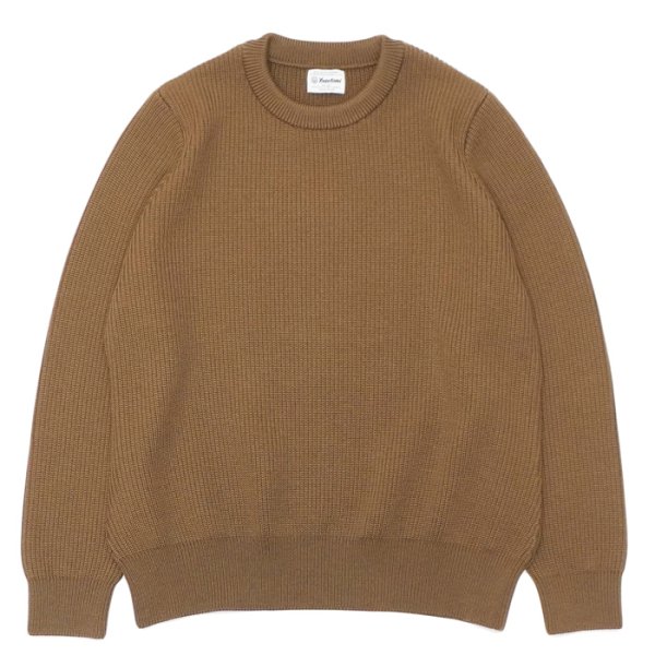 画像1: Yonetomi NEW BASIC（ヨネトミニューベーシック）EX Fine Wool Rib Knit Pullover（エクストラファインウールリブニットプルオーバー）/ Brown（ブラウン） (1)