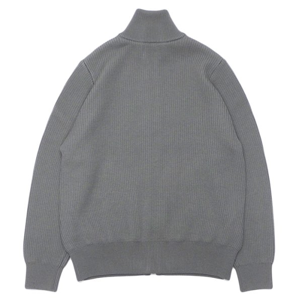 画像2: Yonetomi NEW BASIC（ヨネトミニューベーシック）EX Fine Wool Rib Knit Blouson（エクストラファインウールニットブルゾン）/ Grey（グレー） (2)