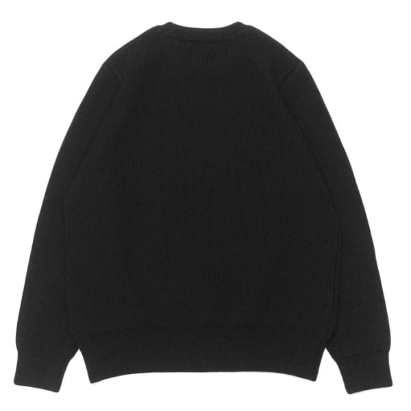 画像2: Yonetomi NEW BASIC（ヨネトミニューベーシック）EX Fine Wool Rib Knit Pull Over（エクストラファインウールニットプルオーバー）/ Black（ブラック） (2)
