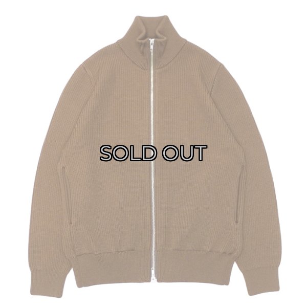 画像1: Yonetomi NEW BASIC（ヨネトミニューベーシック）EX Fine Wool Rib Knit Blouson（エクストラファインウールニットブルゾン）/ Brown（ブラウン） (1)